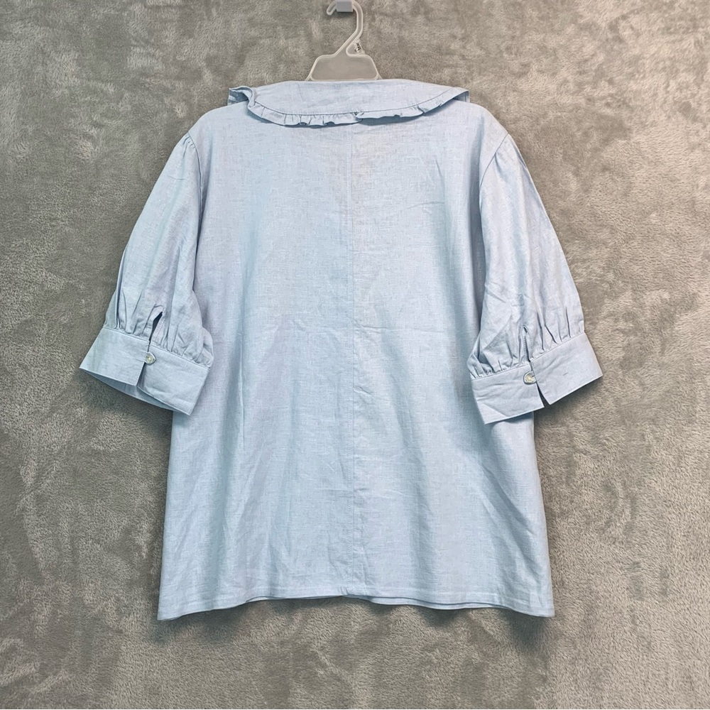 Brass and Roe Baby Blue Cotton Plus Blouse Size XXL NWOT - Picture 6 of 6